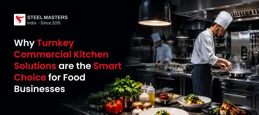 Professional chefs preparing dishes in a modern commercial kitchen with fresh ingredients and cooking supplies on the counter.